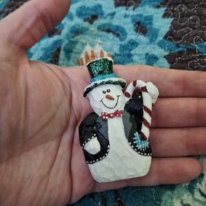 Vintage 80s Christmas Snowman Brooch